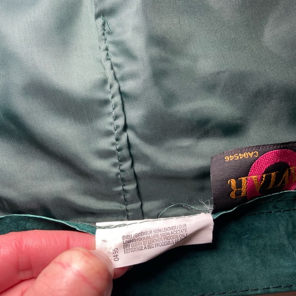 Vintage Caviar Women’s Forest Green Leather Skirt size 13 Christmas Autumn - Picture 6 of 6